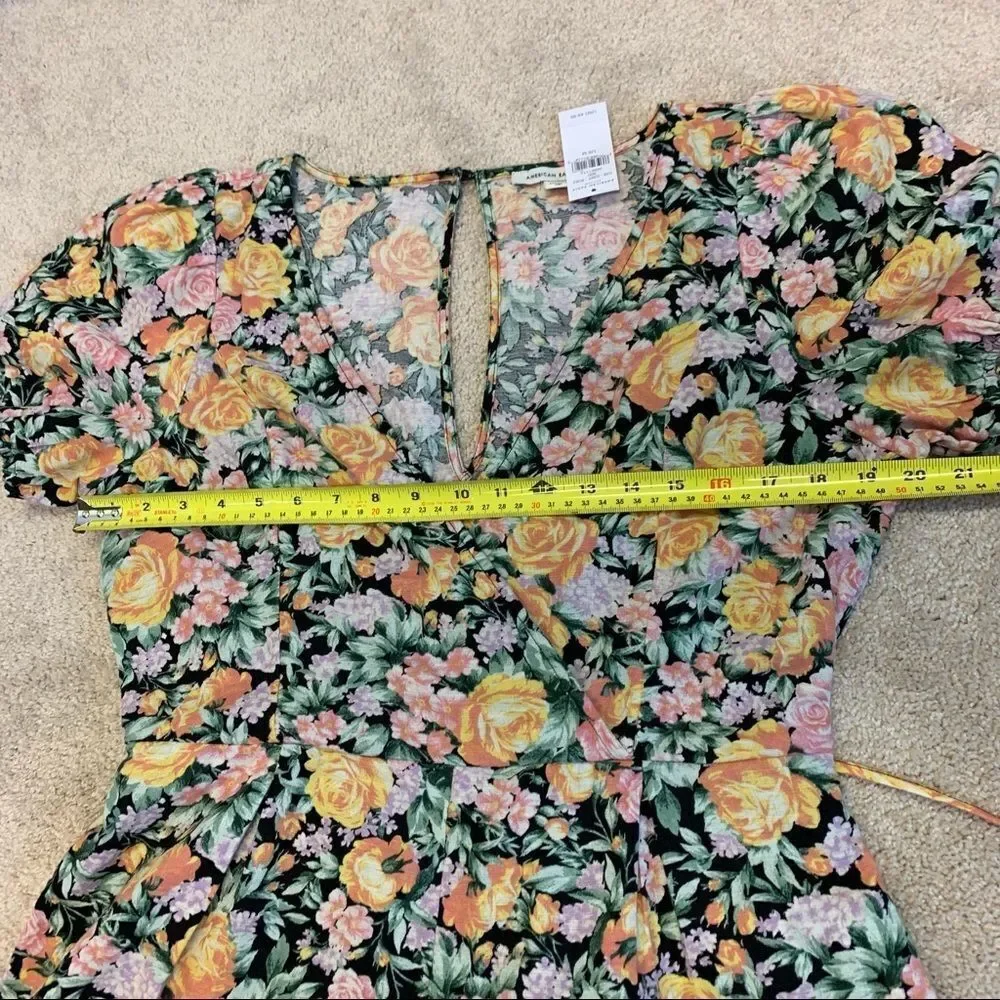 NWT AE Floral Wrap-Front Romper size medium - Picture 14 of 16